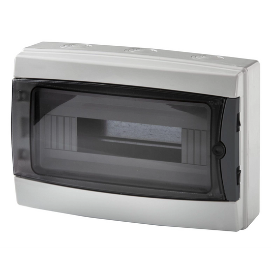 Centralino da Parete MeanWell 12 Moduli 280x220x100mm Grigio RAL 7035 con Portello Fumè IP65