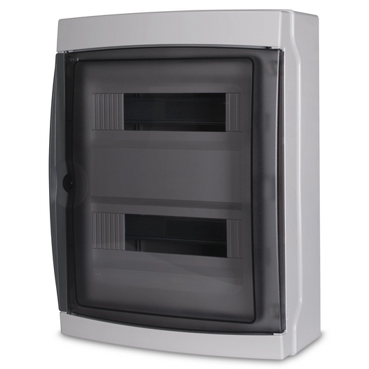 Centralino da Parete MeanWell 24 Moduli 290x290x140mm Grigio RAL 7035 con Portello Fumè P65