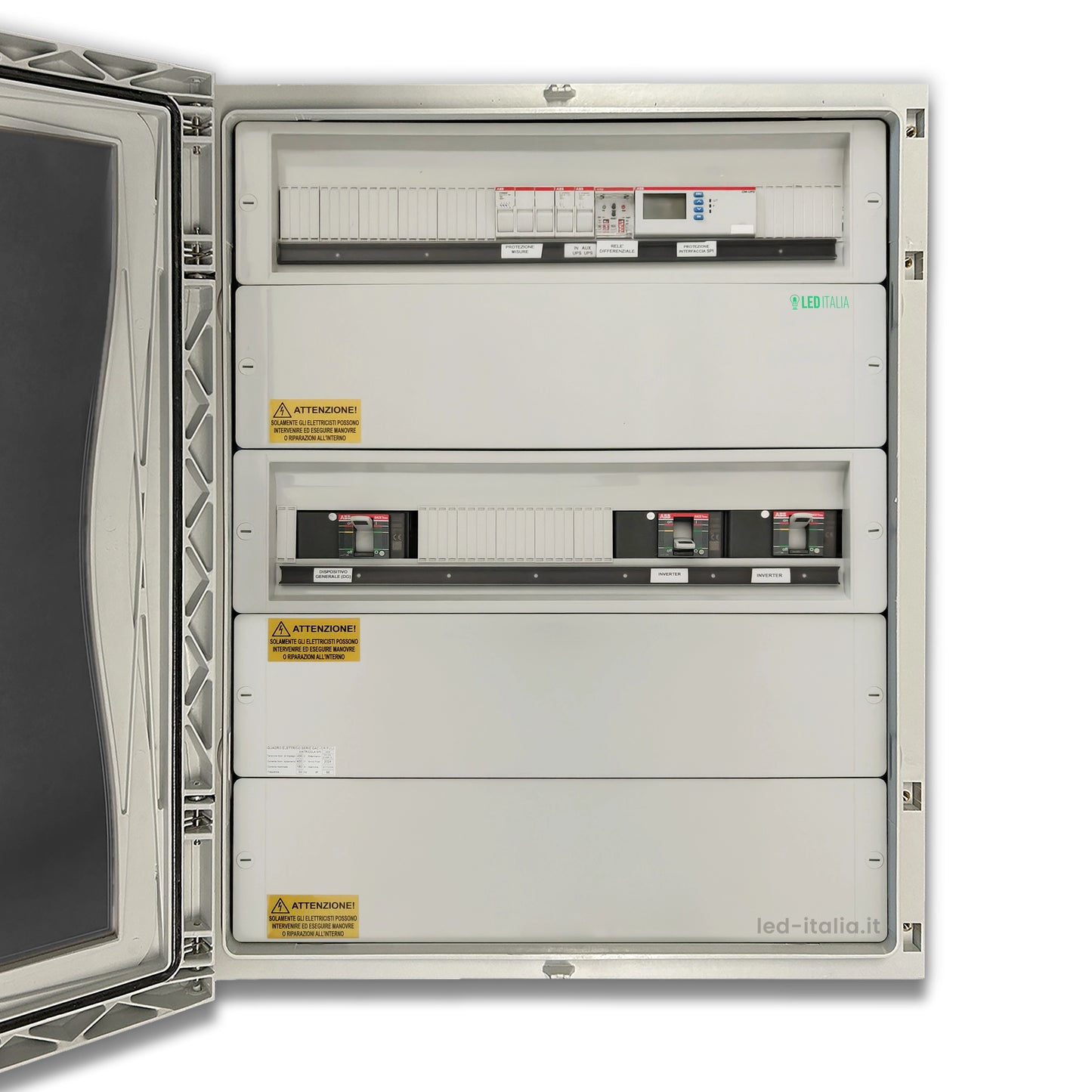 Quadro AC Trifase 100kW Doppio Inverter 160A 400V 140 Moduli Differenziale Tarabile + SPI CEI 0-21 ABB / DEHN IP65