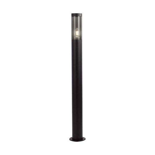 Bollard Garden Light Fitting E27 (76mmx119x1000mm) Smoke Plastic/SS Black Body IP44