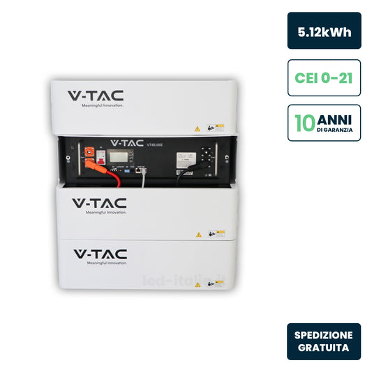 Kit Accumulo Rack 5.12kWh LFP 51.2V 100Ah 100A BMS Bianco CEI 0-21