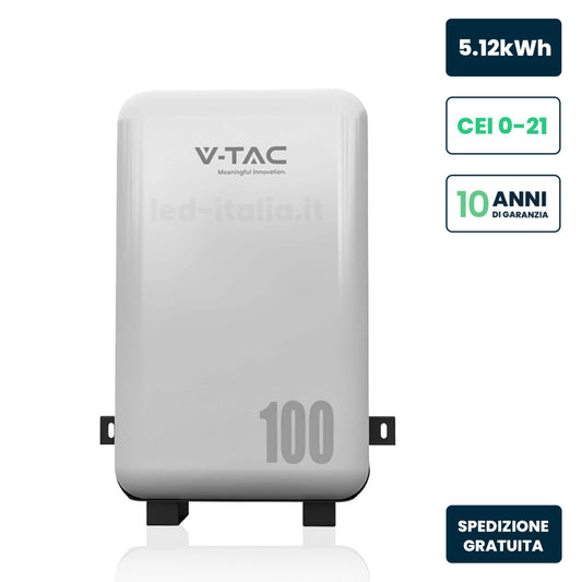 Batteria Accumulo LV 5.12kWh LFP 51.2V 100Ah BMS Bianca CEI 0-21 IP65