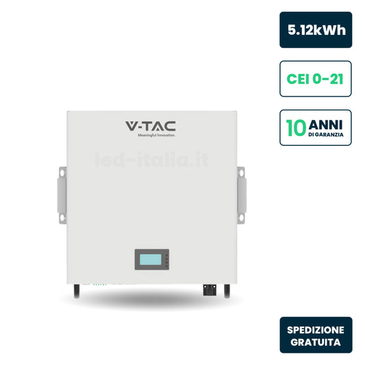 Batteria Accumulo LV 5.12kWh LFP 51.2V 100Ah 100A BMS Bianca CEI 0-21