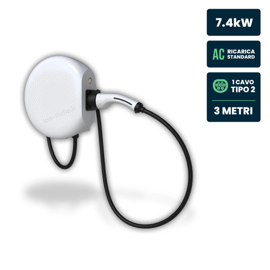 Stazione di Ricarica Sinexcel Izar 7.4kW Monofase 32A, IP65 IK10, Bluetooth, 2 Tessere RFID Incluse, Wall Box Bianco con Cavo Tipo 2 Lunghezza 3m