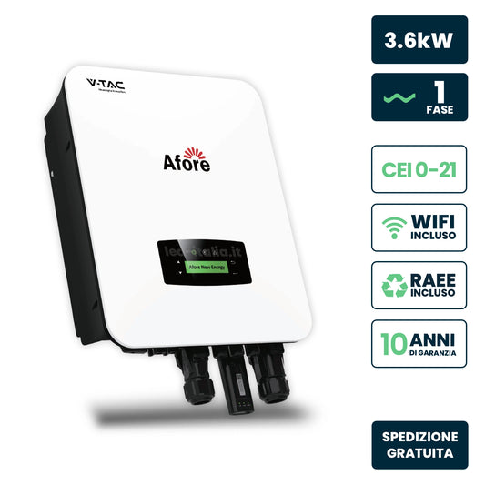 Inverter Ibrido Monofase LV Afore 3,6kW WiFi CEI 0-21 Bianco IP65