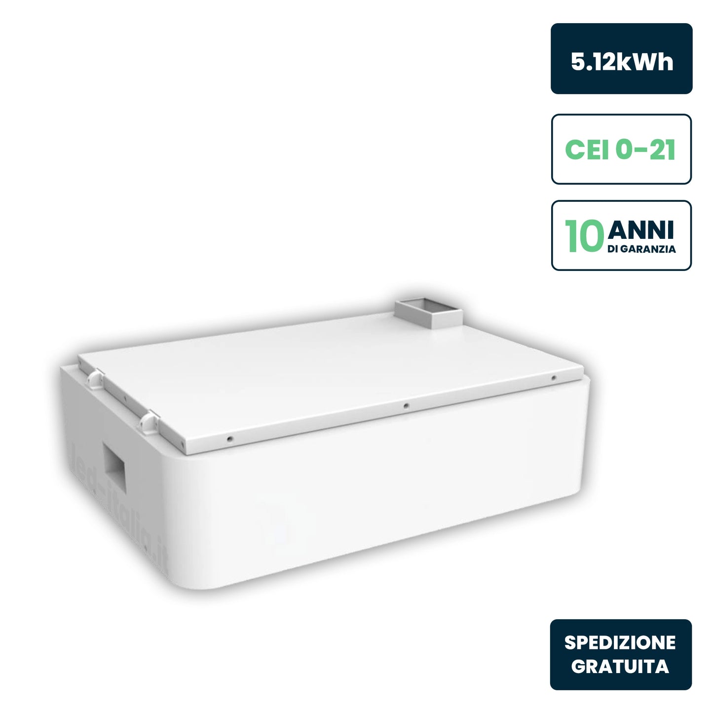 Batteria Accumulo HV 5.12kWh LFP 51.2V 100Ah 50A CEI 0-21 Bianca IP65