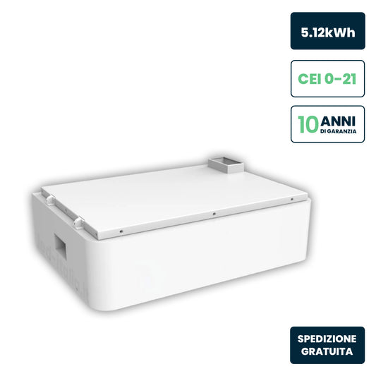 Batteria Accumulo HV 5.12kWh LFP 51.2V 100Ah 50A CEI 0-21 Bianca IP65