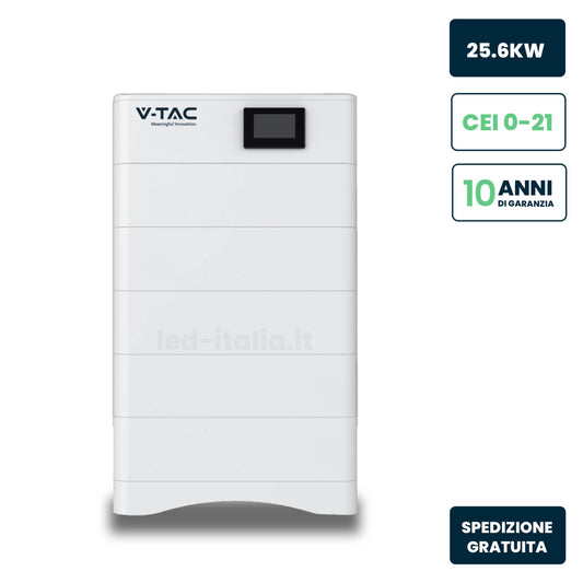 Kit Accumulo HV 25.6kWh LFP 252.6V 100Ah 50A BMS CEI 0-21 Bianco IP65