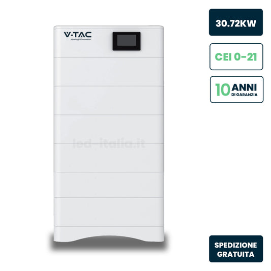 Kit Accumulo HV 30.72kWh LFP 307.2V 100Ah 50A BMS CEI 0-21 Bianco IP65