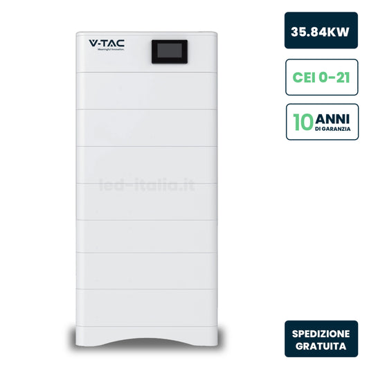 Kit Accumulo HV 35.84kWh LFP 358.4V 100Ah 50A BMS CEI 0-21 Bianco IP65