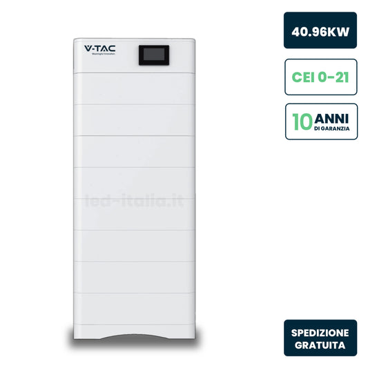 Kit Accumulo HV 40.96kWh LFP 409.6V 100Ah 50A BMS CEI 0-21 Bianco IP65