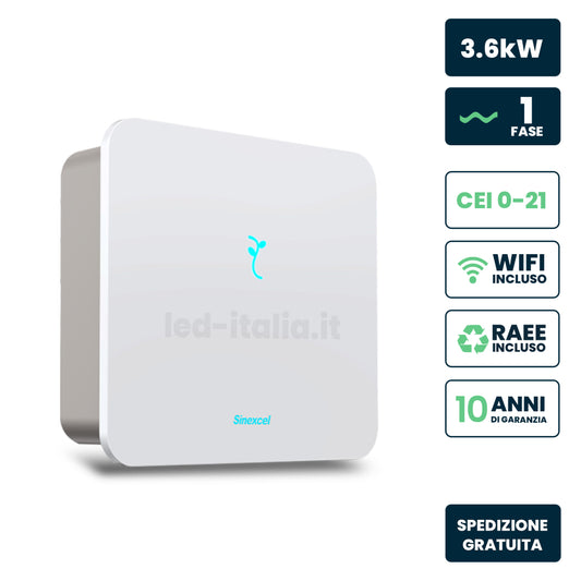 Inverter Ibrido Monofase LV Sinexcel 3,6kW WiFi CEI 0-21 Bianco IP65