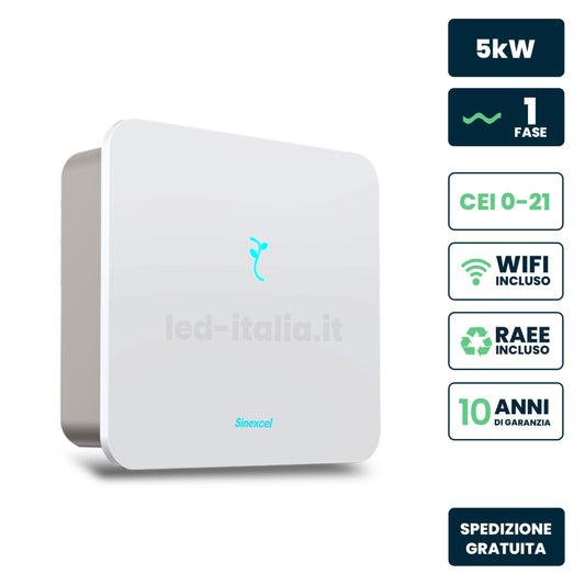 Inverter Ibrido Monofase LV Sinexcel 5kW WiFi CEI 0-21 Bianco IP65