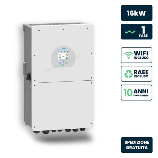 Inverter Ibrido Monofase LV Deye 16kW WiFi senza CEI 0-21 Bianco IP65