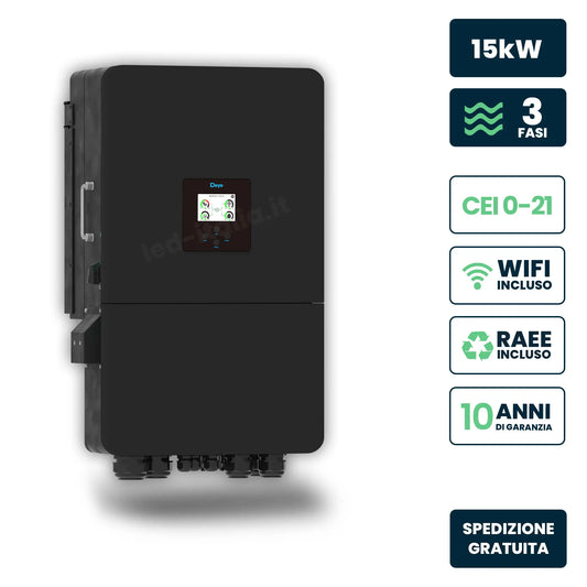 Inverter Ibrido Trifase LV Deye 15kW WiFi CEI 0-21 Nero IP65