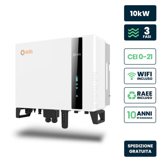 Inverter Ibrido Trifase HV Solis 10kW WiFi CEI 0-21 Bianco IP66