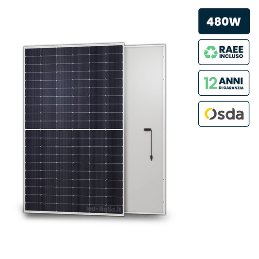 Pannello Solare Fotovoltaico Modulo 480W OSDA Solar TIER-1 Monocristallino N-Type TOPCon Silver Frame IP67/IP68 1903x1134x30mm