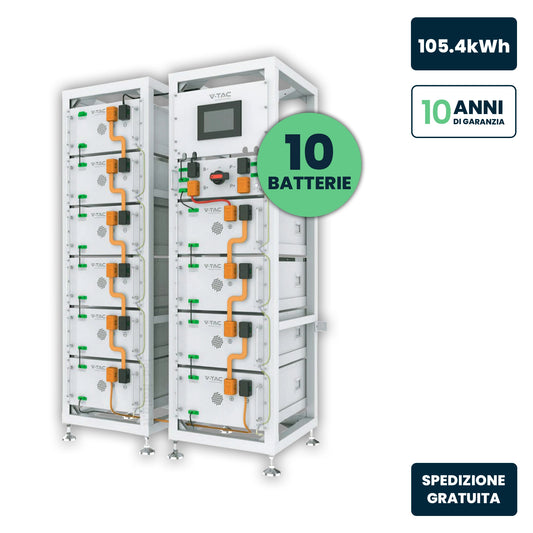 Kit Rack Accumulo HV 105.4kWh LFP 512V 206Ah 100A BMS Bianco