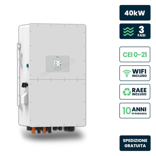 Inverter Ibrido Trifase HV Deye 40kW WiFi CEI 0-21 Bianco IP65