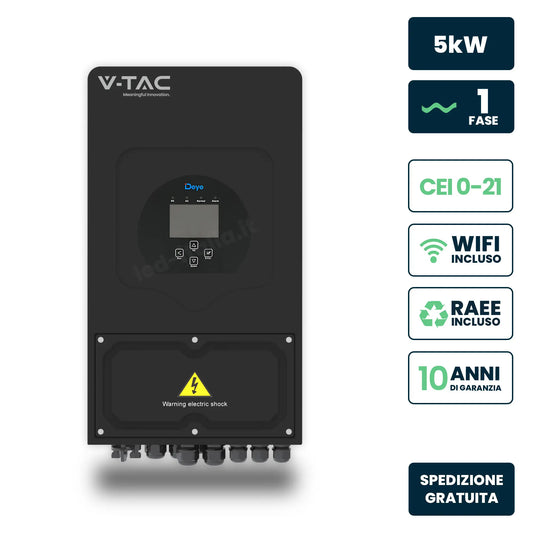 Inverter Ibrido Monofase LV Deye 5kW WiFi CEI 0-21 Nero IP65