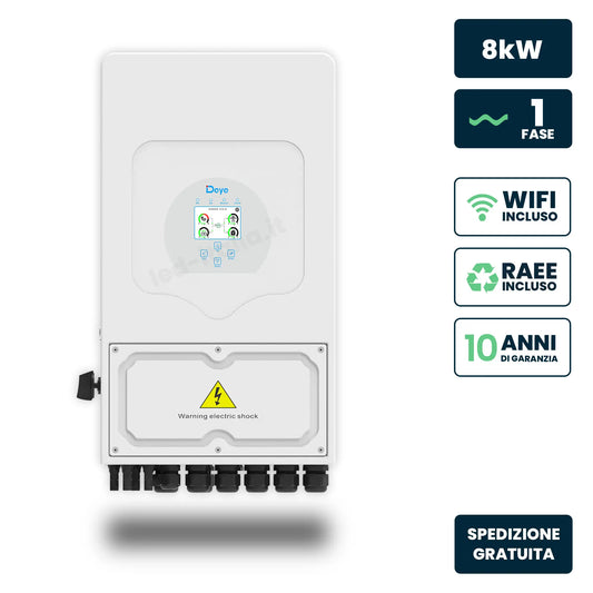 Inverter Ibrido Monofase LV Deye 8kW WiFi CEI 0-21 Bianco IP65