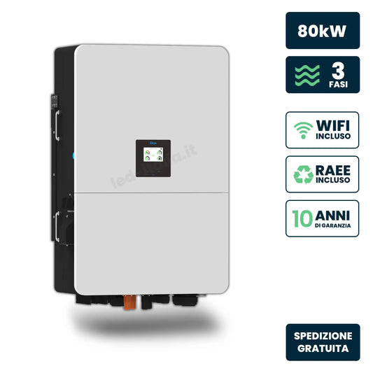Inverter Ibrido Trifase HV Deye 80kW WiFi CEI 0-21 Bianco IP65