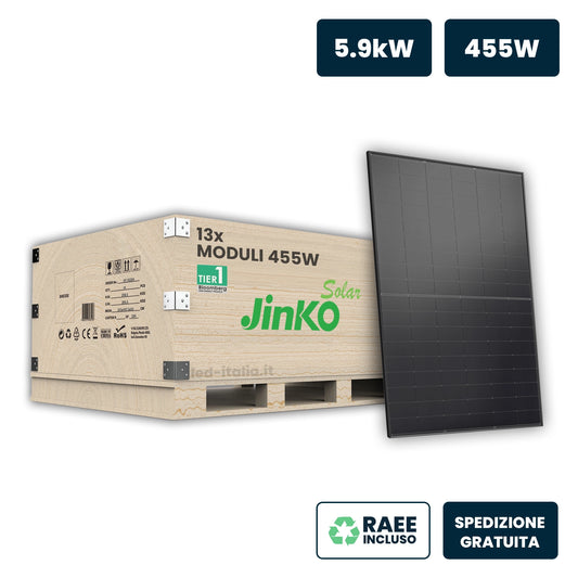 Set 5.9kW con 13 Pannelli Solari 455W JINKO TOPCon Black Frame 1762x1134x30mm
