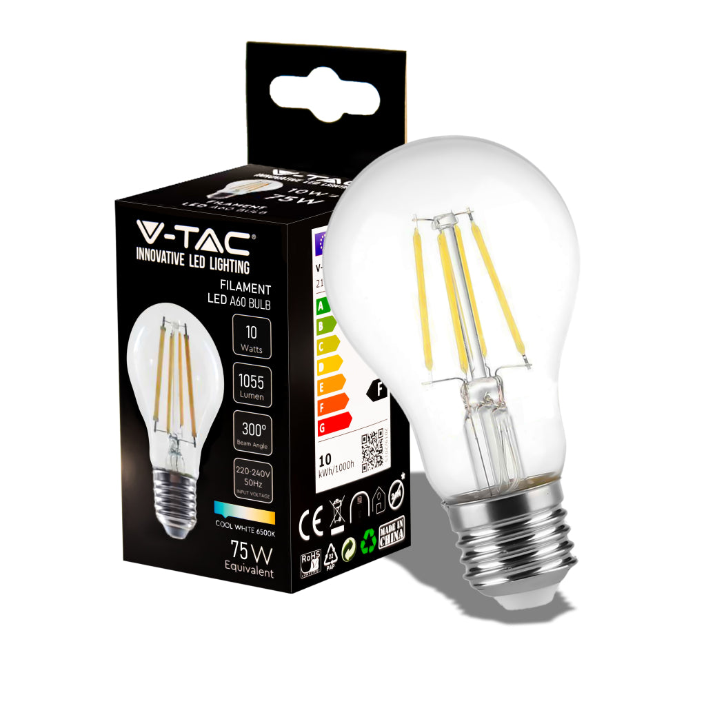 10W A60 LED Filament Bulb 6500K E27