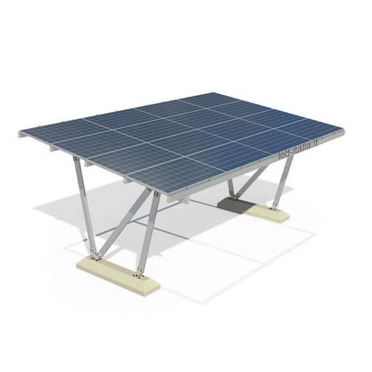 Struttura in Alluminio per Carport Fotovoltaico, 1-2 Posti Auto, fino a 15 Pannelli Solari