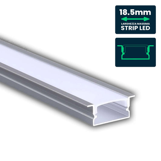Led Strip Mounting Kit With Diffuser Aluminum 2000*20*10mm Silver Body