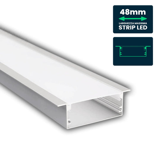 Led Strip Mounting Kit With Diffuser Aluminum 2000*50*20mm Silver Body