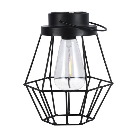 Lampada Solare LED da Terra 0.5W dal Design Vintage con Batteria Ricaricabile e Maniglia per Trasporto Colore Nero 3000K IP44