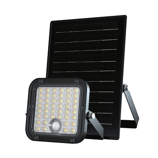 10W LED Solar Floodlight LiFePo Battery Black CCT 4000K+6000K