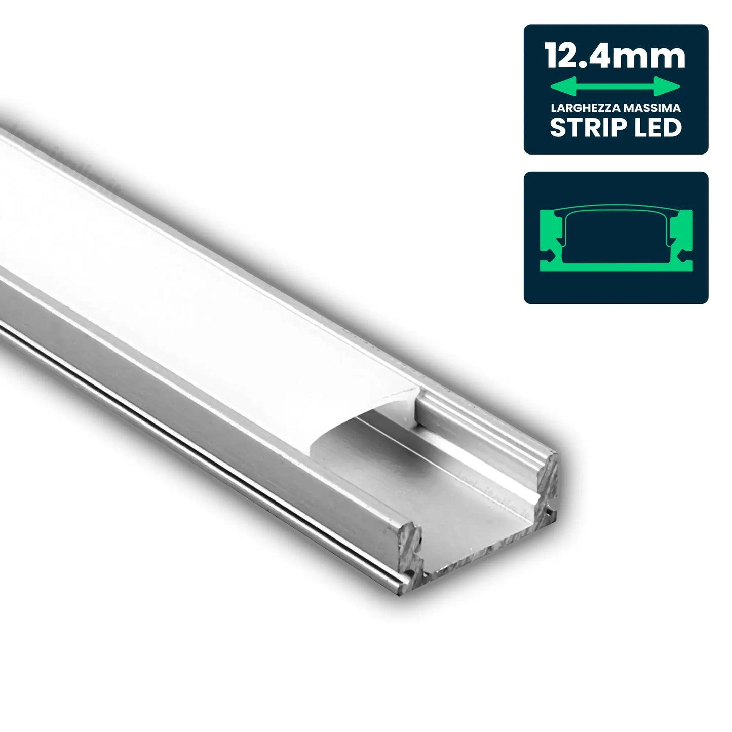 LED Strip Mounting Kit with Diffuser Aluminum 2000* 17.4*7mm Milky