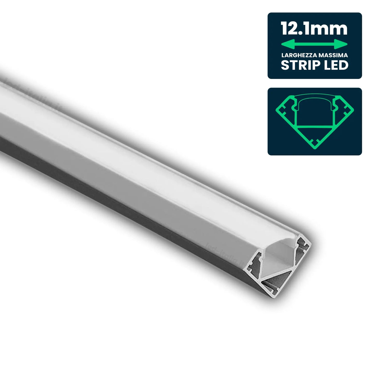 LED Strip Mounting Kit with Diffuser Aluminum 2000* 19*19mm Milky