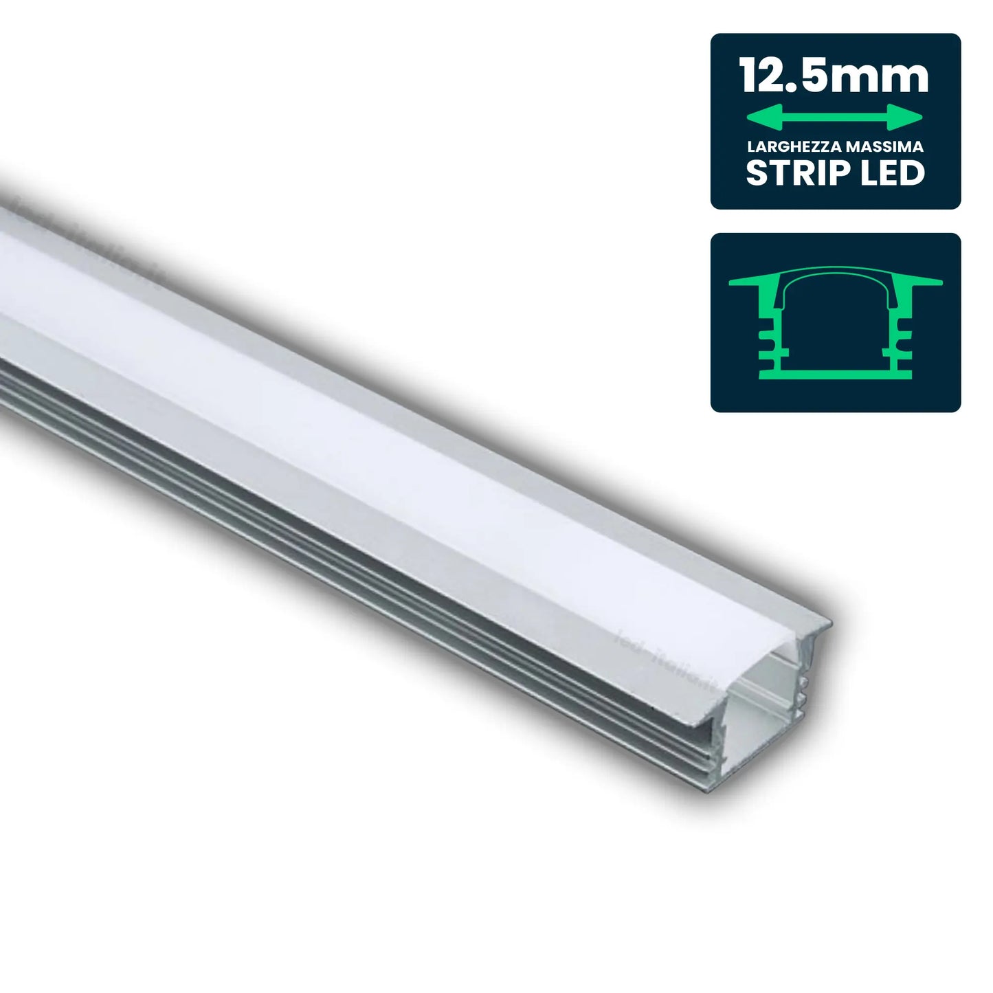 LED Strip Mounting Kit with Diffuser Aluminum2000* 24.5*12.2mm Milky