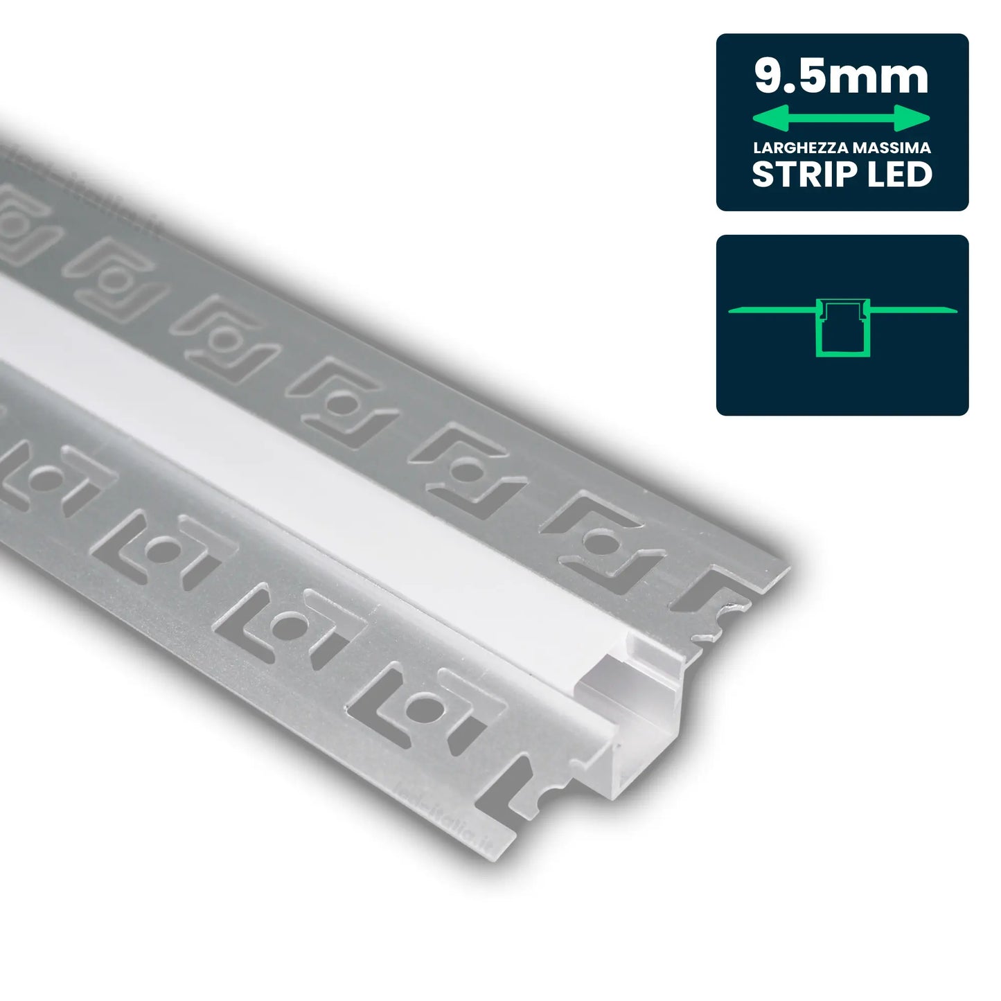 LED Strip Mounting Kit with Diffuser Aluminum Milky Gypsum Narrow 2000mm