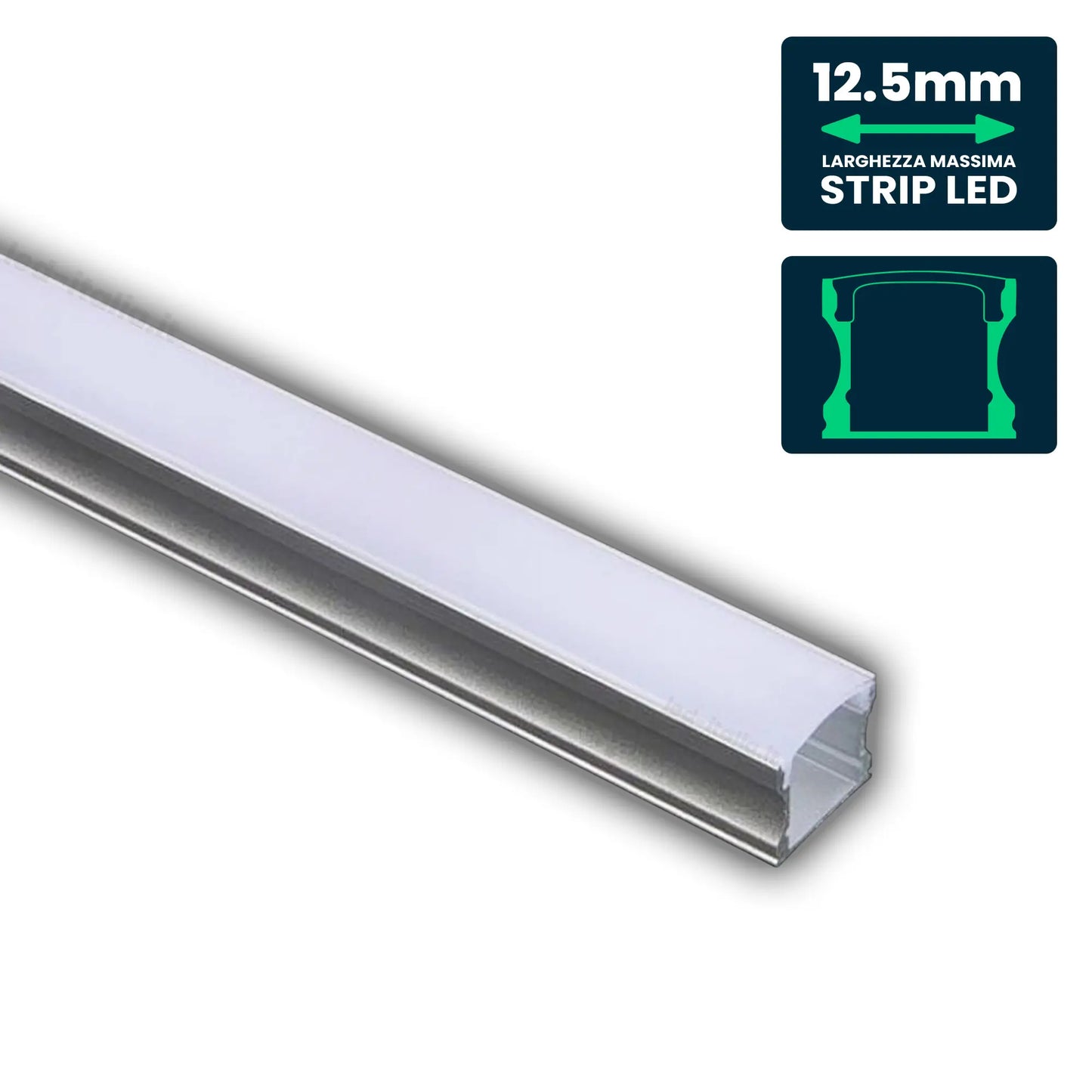 LED Strip Mounting Kit with Diffuser Aluminum 2000* 17.2*15.5mm White Housing