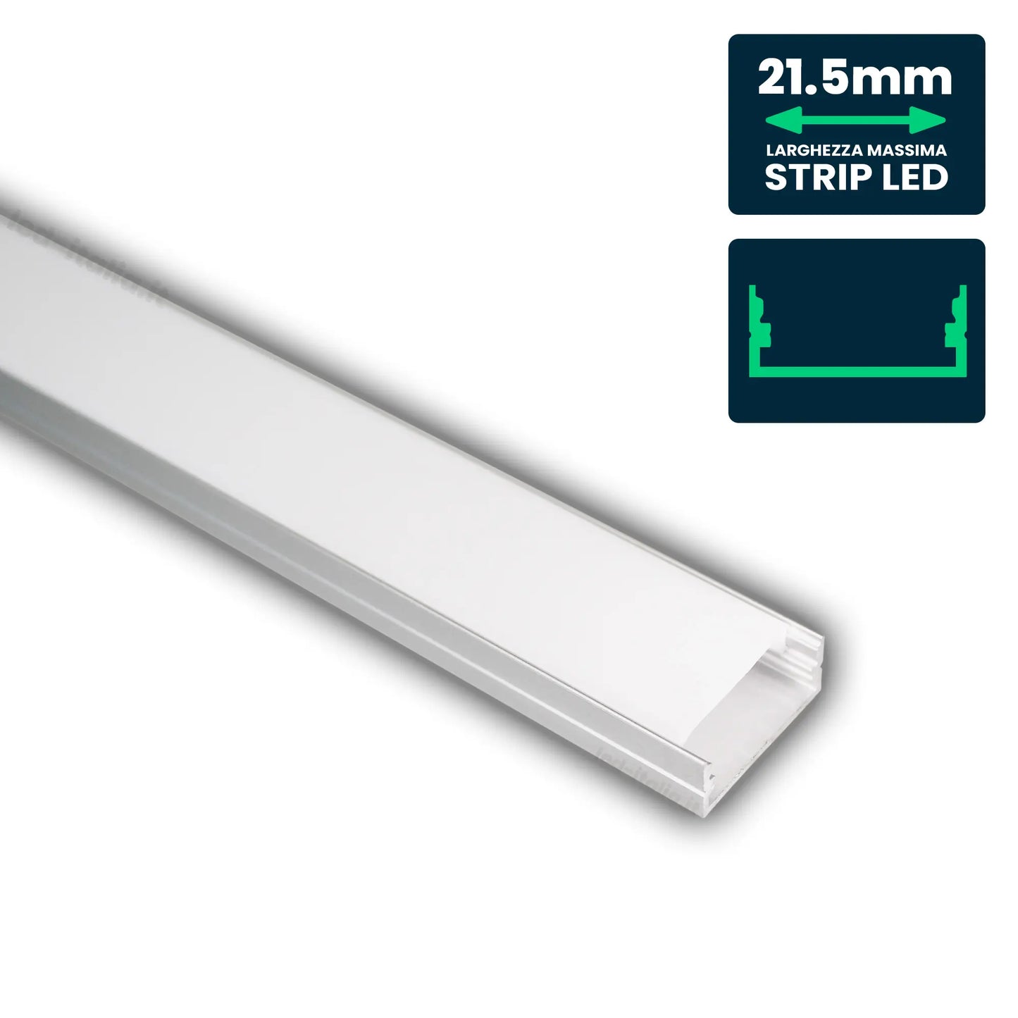 LED Strip Mounting Kit with Diffuser Aluminum 2000* 23.5*10mm White Housing