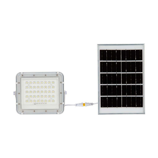 10W LED Solar Floodlight 6400K Replaceable Battery 3m Wire White Body