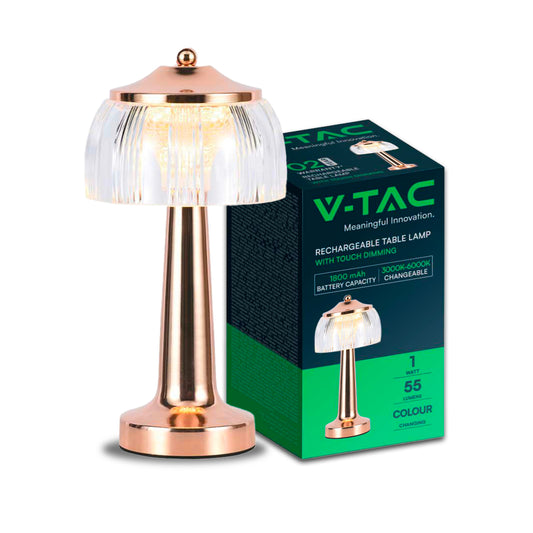 LED Table Lamp 1800mAH BatteryD:13.5*26.5 French Gold Body 3IN1