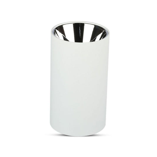 GU10 Fitting Round White + Chrome