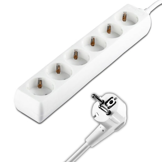 6 Ways Socket (3G 1.5mm2 X 1.5M) Polybag with Card White