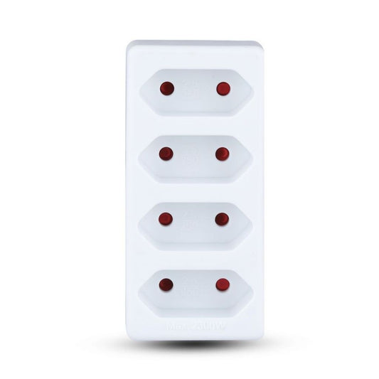 4 Ways Adapter With Earthing Contact 10A 250V (Label + Polybag With Headcard ) White