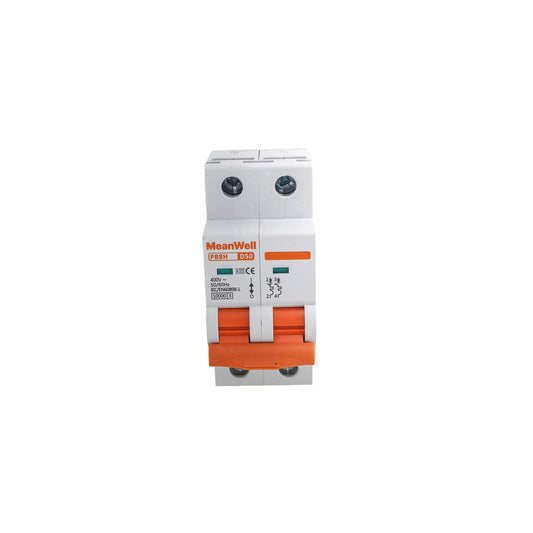 Interruttore Magnetotermico MeanWell Curva D 2P 2M 1kA D50A AC 400V IP20 IEC60898-1