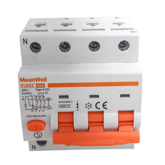 Interruttore Magnetotermico Differenziale Tipo A Curva C 3P+N 4M 6kA 300mA C40A AC 400V IP20 IEC61009-1
