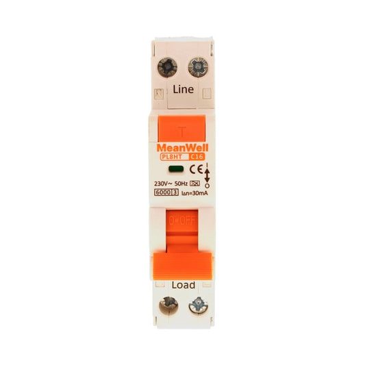 Magnetotermico Differenziale MeanWell Tipo A Curva C 1P+N 1M 6kA C16A AC 230V
