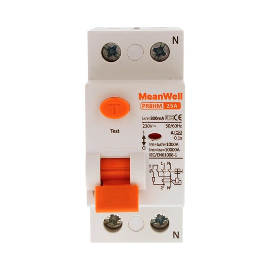 Differenziale Puro MeanWell Tipo A 1P+N 2M 10kA 300mA 25A AC 230V
