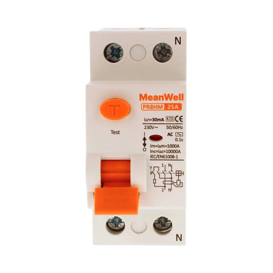 Differenziale Puro MeanWell Tipo AC 1P+N 2M 10kA 30mA 25A 230V
