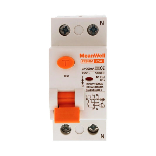 Differenziale Puro MeanWell Tipo AC 1P+N 2M 10kA 300mA 25A 230V